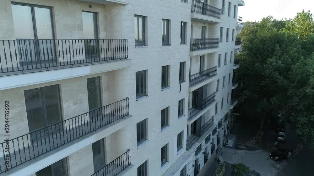 Aerial view of high rise residential complex under construction ...