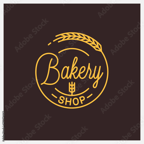 Bakery shop logo. Round linear logo of bakery