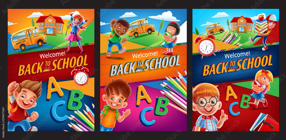 Fototapeta premium set of illustrations for school