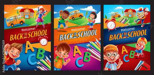 set of illustrations for school