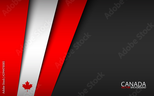 Modern vector background with Canadian colors and grey free space for your text, overlayed sheets of paper in the look of the Canadian flag, Made in Canada