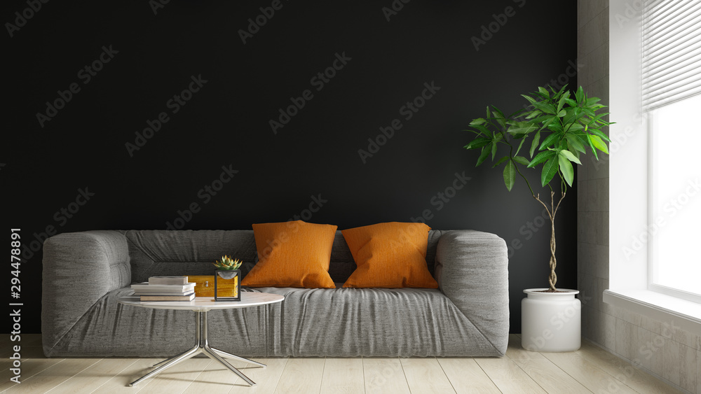 Interior of modern living room 3D rendering Interior of modern living room 3D rendering