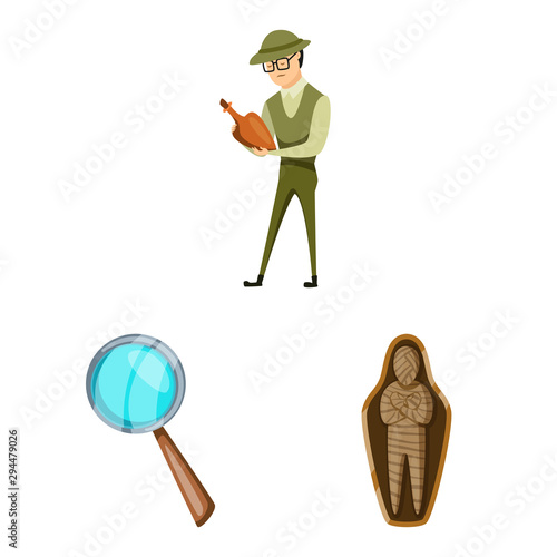 Vector illustration of archaeology and historical logo. Set of archaeology and excavation vector icon for stock.