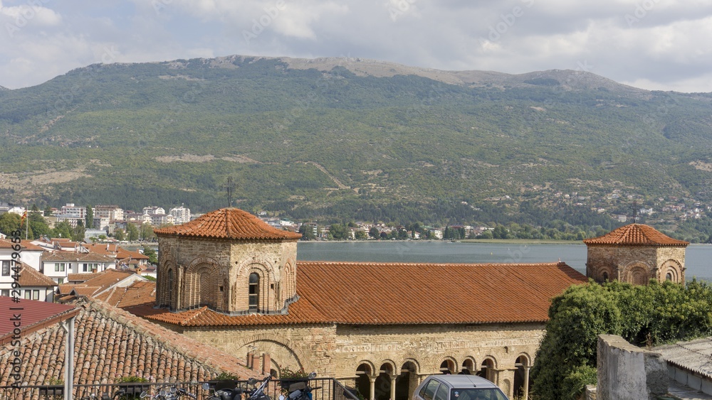 Fototapeta premium Ohrid Village and Ohrid Lake in Northern Macedonia