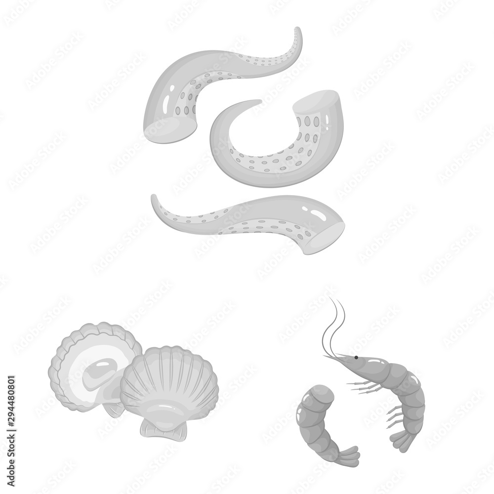Vector design of seafood and healthy sign. Set of seafood and ocean stock symbol for web. Vector design of seafood and healthy sign. Set of seafood and ocean stock symbol for web.