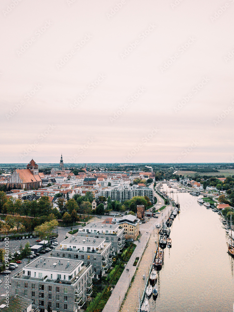 Ryck und Museumshafen Greifswald aus der Luft