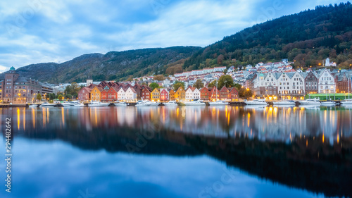  historical building of Bergen at morning 