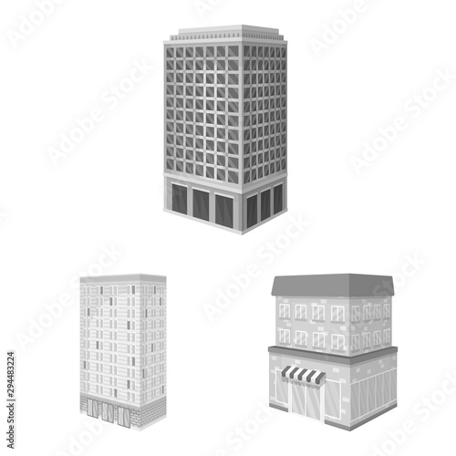 Vector design of realty and modern symbol. Collection of realty and building stock symbol for web.