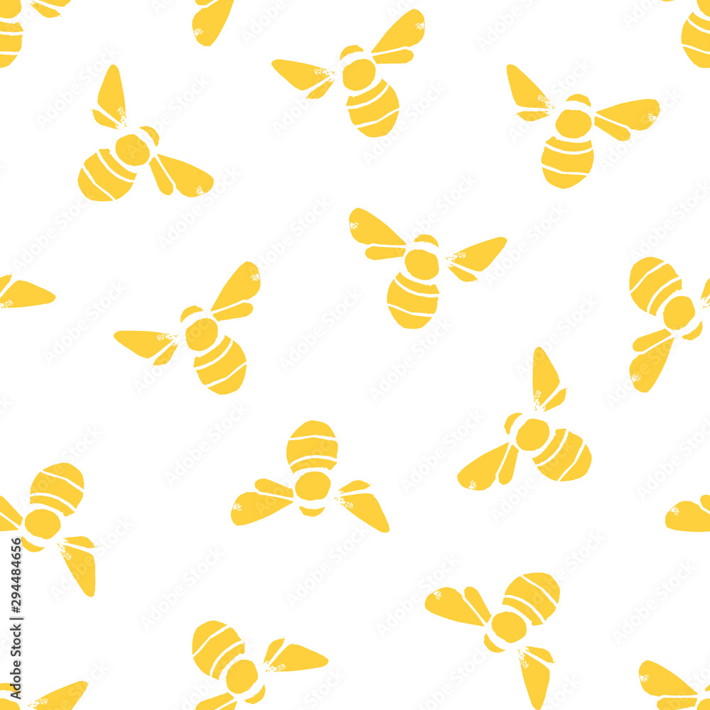 Yellow and white bee seamless pattern print background Yellow and white bee seamless pattern print background