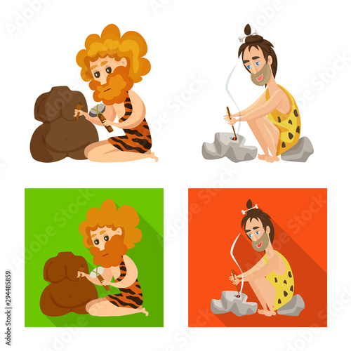 Vector illustration of evolution and prehistory sign. Collection of evolution and development vector icon for stock.