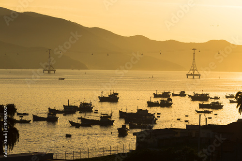 Fishing boats in marina at Vietnam photo