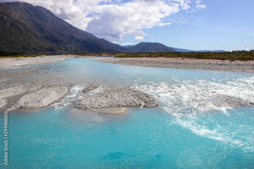 river of melted glacial water, West coast of New Zealand