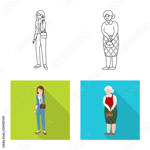 Vector illustration of character and avatar symbol. Collection of character and portrait stock symbol for web.