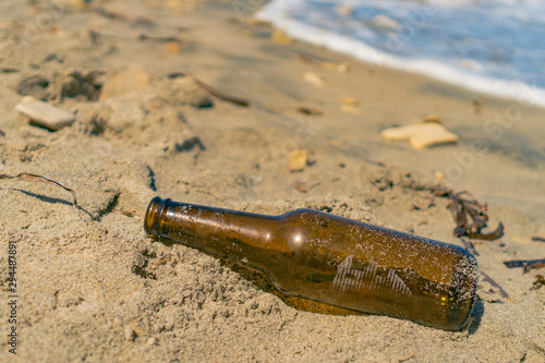 beer bottle on the beach