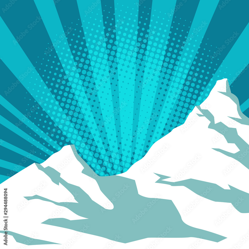pop art snow mountain Stock Vector | Adobe Stock