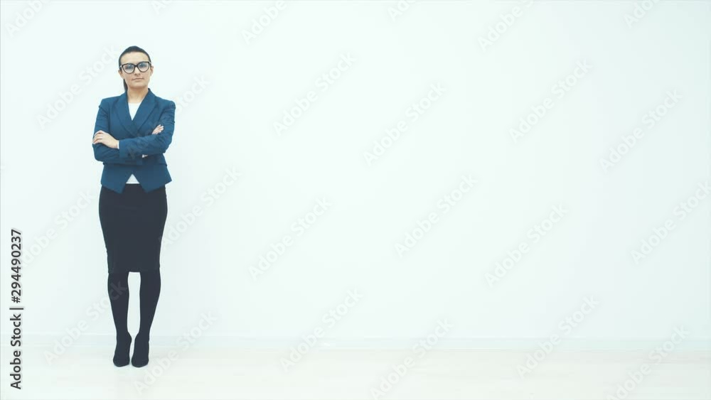 The business lady showing the full length is isolated on a white background. Young is sure of the beautiful appearance of a aucasian woman business.
