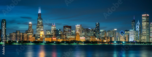 Fotografia Chicago skyline by night