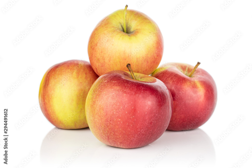 Group of four whole red apple jonagold isolated on white background Group of four whole red apple jonagold isolated on white background
