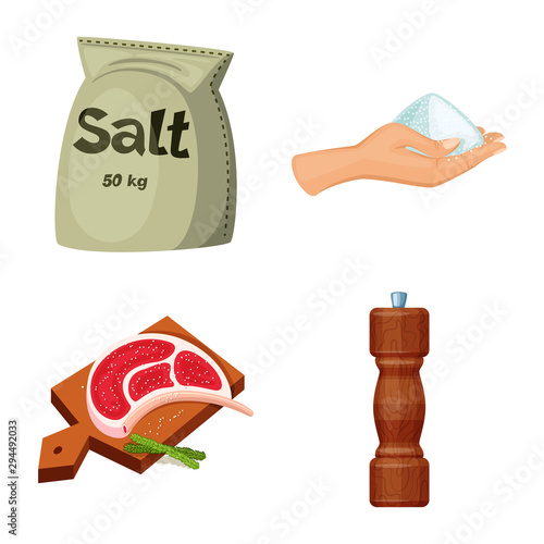 Vector design of salt and food symbol. Set of salt and mineral vector icon for stock.