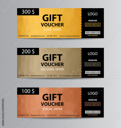 Set of gift vouchers
