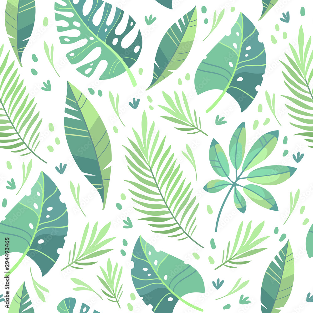 Vector illustration, flat design. Tropical leaf pattern Vector illustration, flat design. Tropical leaf pattern