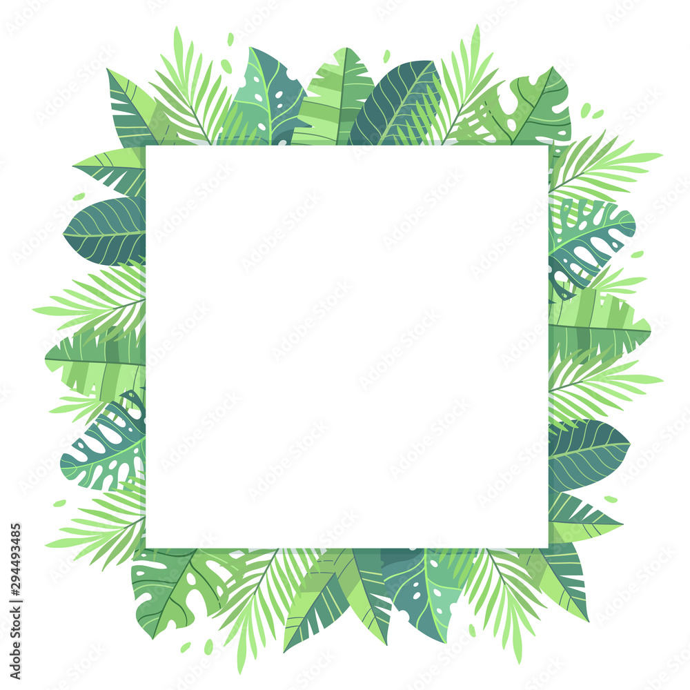 Vector illustration. Tropical frame, template for your design Vector illustration. Tropical frame, template for your design