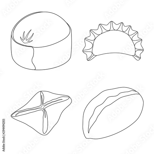 Vector illustration of food and dish symbol. Set of food and cooking stock vector illustration.