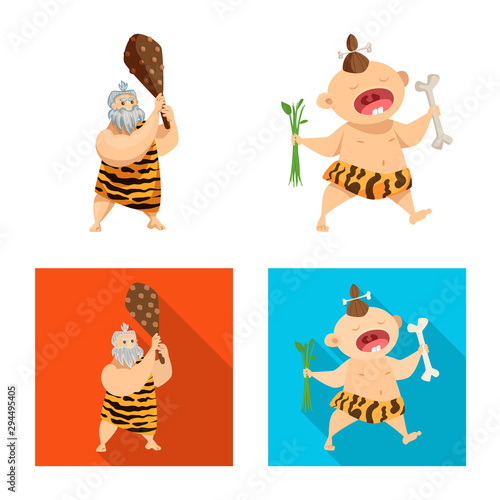 Vector design of evolution and prehistory logo. Set of evolution and development stock vector illustration.