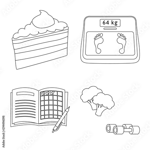 Vector illustration of mellitus and diabetes sign. Set of mellitus and diet stock symbol for web.