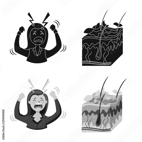 Vector design of medical and pain symbol. Set of medical and disease vector icon for stock.
