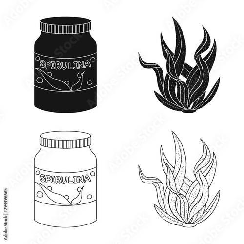 Vector illustration of protein and sea symbol. Set of protein and natural vector icon for stock.