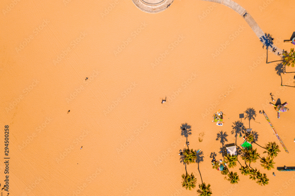 Aerial view of the Venice Beach district in LA California near the