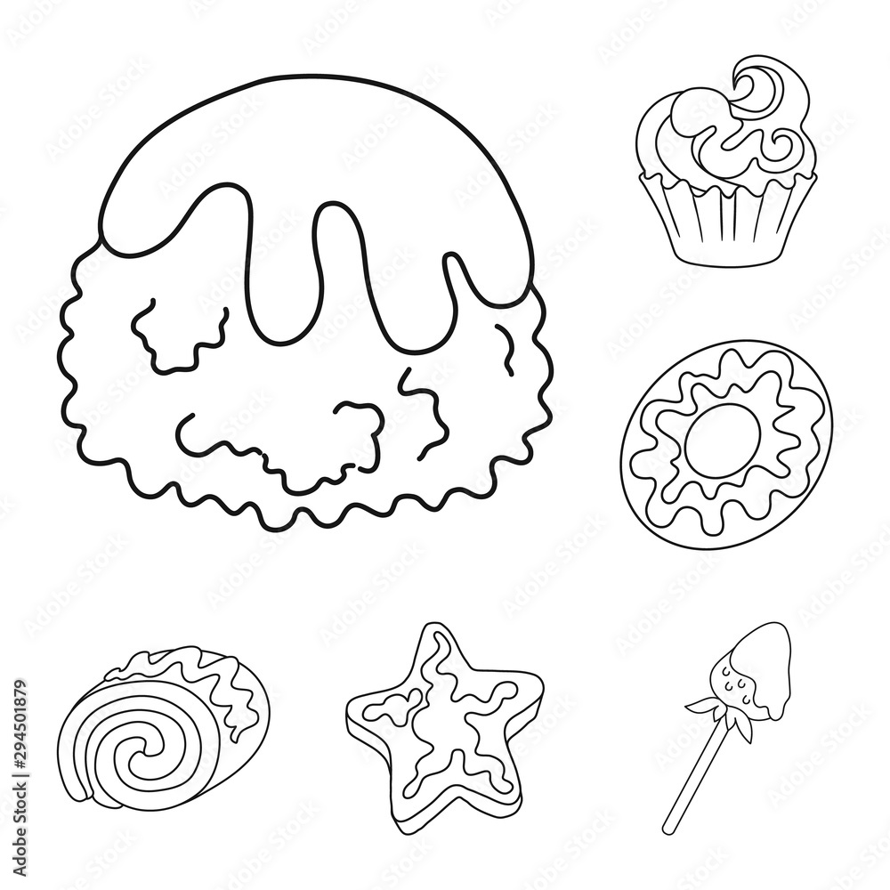 Vector illustration of sweet and product logo. Set of sweet and caramel stock symbol for web. Vector illustration of sweet and product logo. Set of sweet and caramel stock symbol for web.