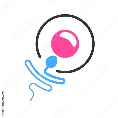 Sperm fertilizes the egg isolated vector icon. IVF laboratory logo template