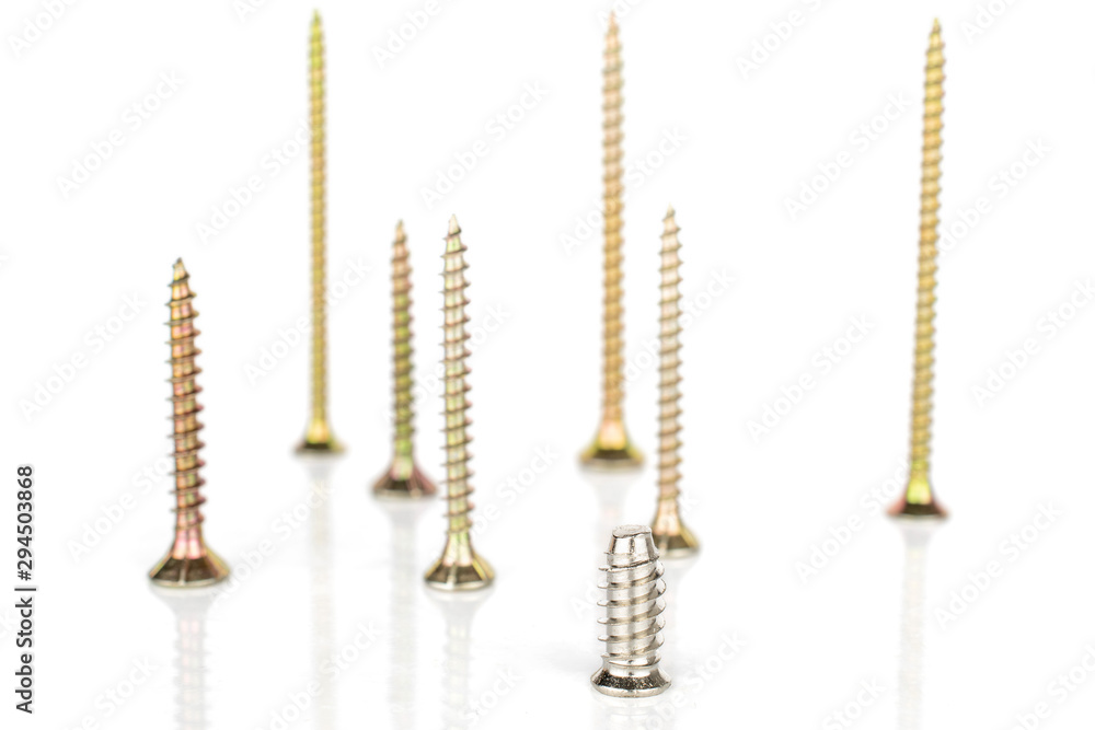 Group of eight whole metallic glossy bolt isolated on white background Group of eight whole metallic glossy bolt isolated on white background