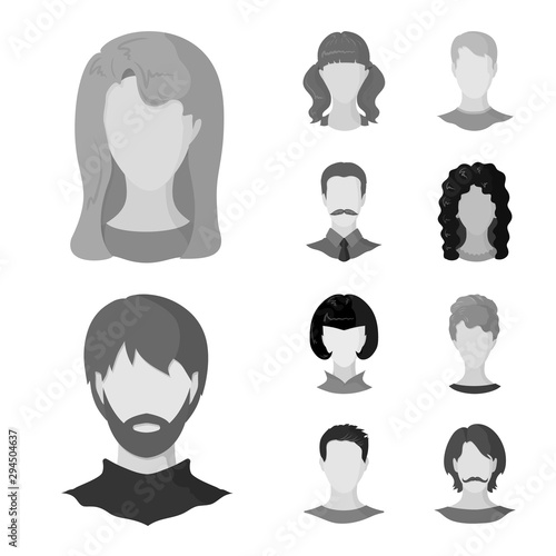 Vector design of character and profile sign. Set of character and dummy stock vector illustration.