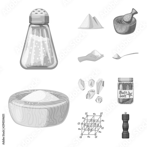 Vector illustration of salt and food logo. Collection of salt and mineral stock symbol for web.