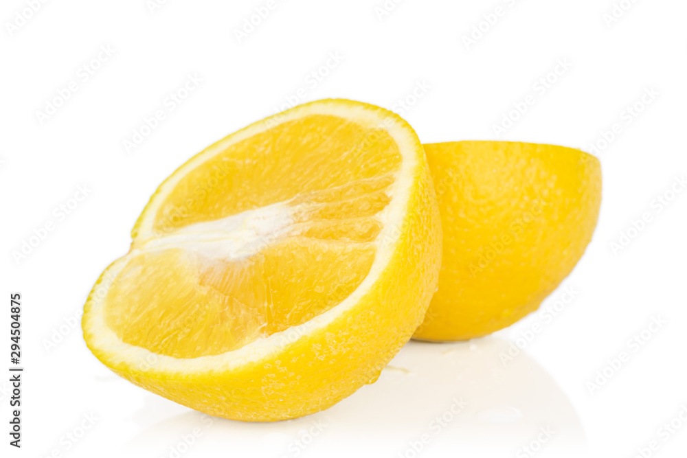 Group of two halves of fresh bright orange isolated on white background Group of two halves of fresh bright orange isolated on white background