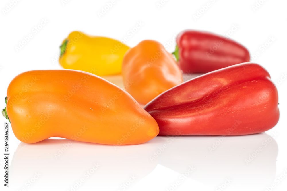 Group of five whole fresh pepper isolated on white background Group of five whole fresh pepper isolated on white background