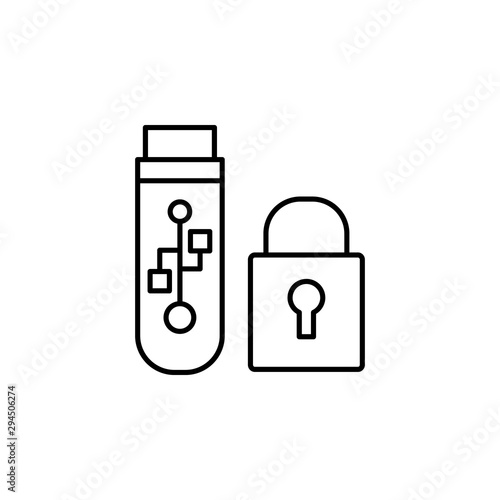 Use lock pen drive icon. Element of confidential line icon