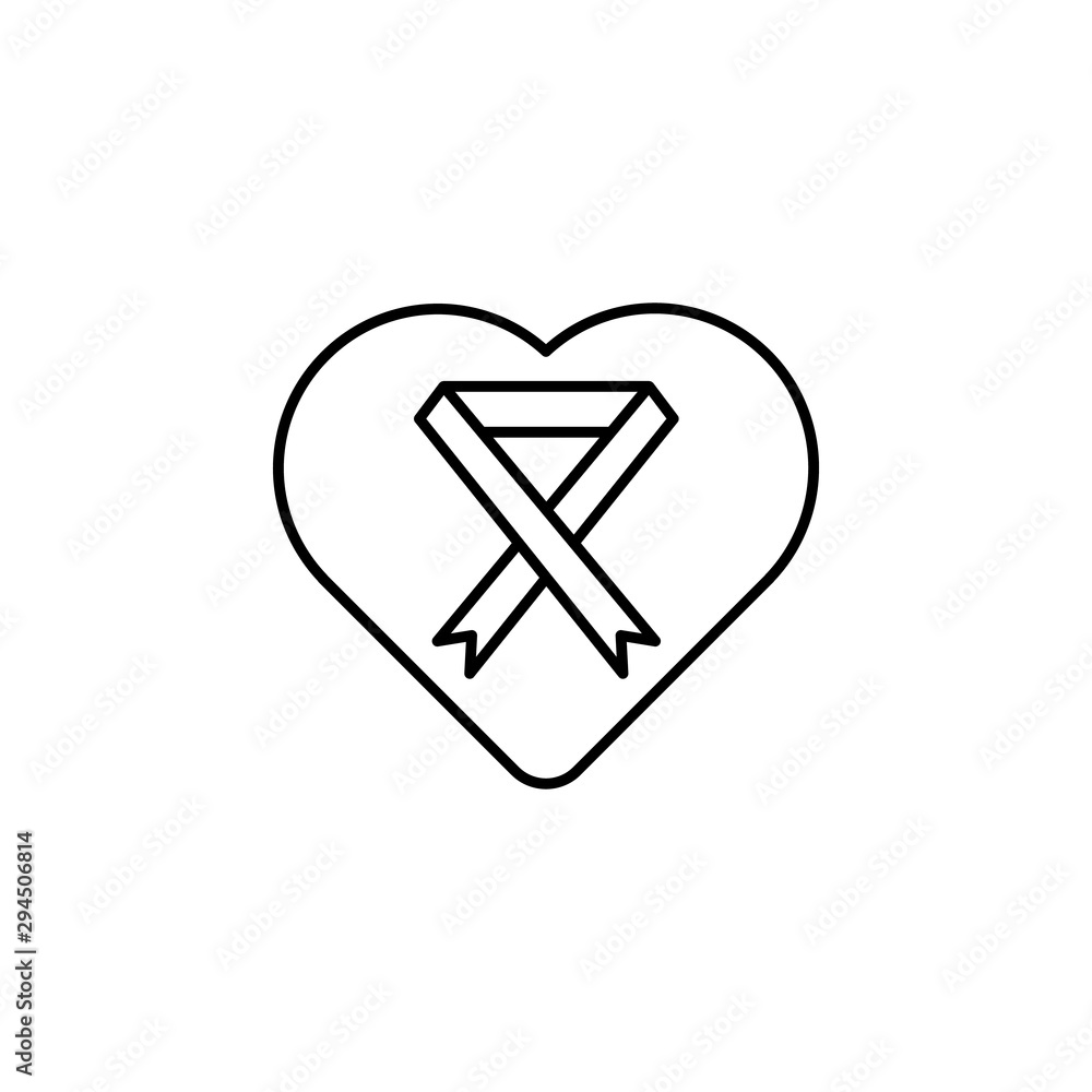heart, cancer ribbon icon. Element of world cancer day icon heart, cancer ribbon icon. Element of world cancer day icon