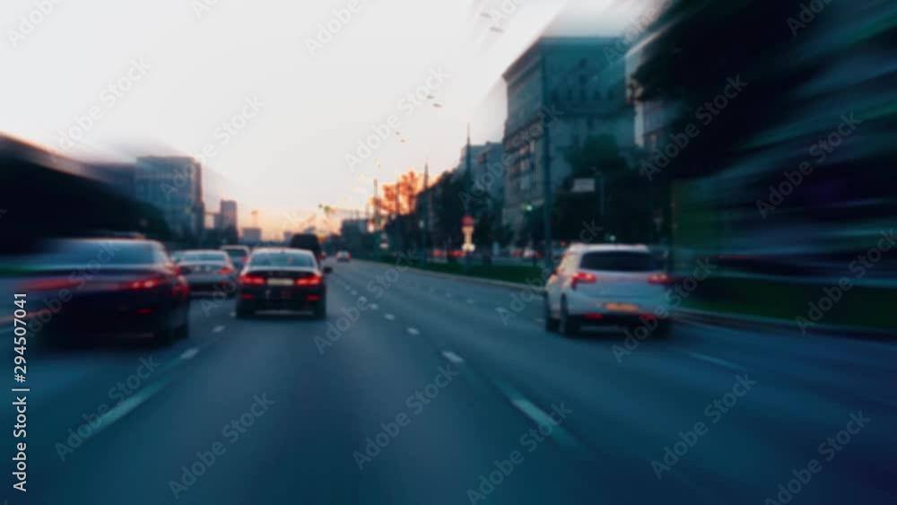 Hyperlapse view from the moving car. POV. Moscow. Day to night. Ideal for concepts such as futuristic cityscape, city life, etc. Amazing architecture. Ultra HD stock footage. Time Lapse Hyperlapse view from the moving car. POV. Moscow. Day to night. Ideal for concepts such as futuristic cityscape, city life, etc. Amazing architecture. Ultra HD stock footage. Time Lapse