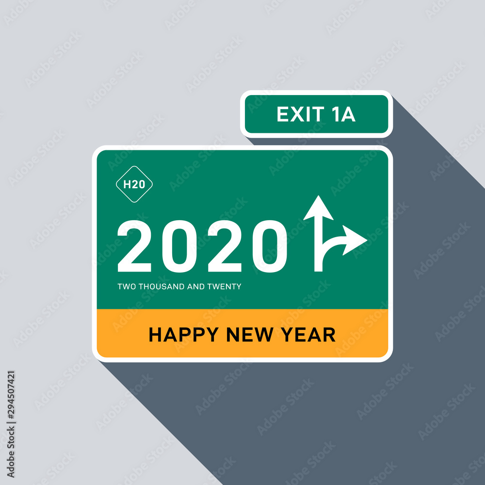 2020 Happy new year concept decorative with highway sign 2020 Happy new year concept decorative with highway sign