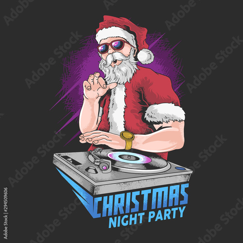 SANTA CLAUS CHRISTMAS MUSIC DJ NIGHT PARTY VECTOR SPECIAL ARTWORK