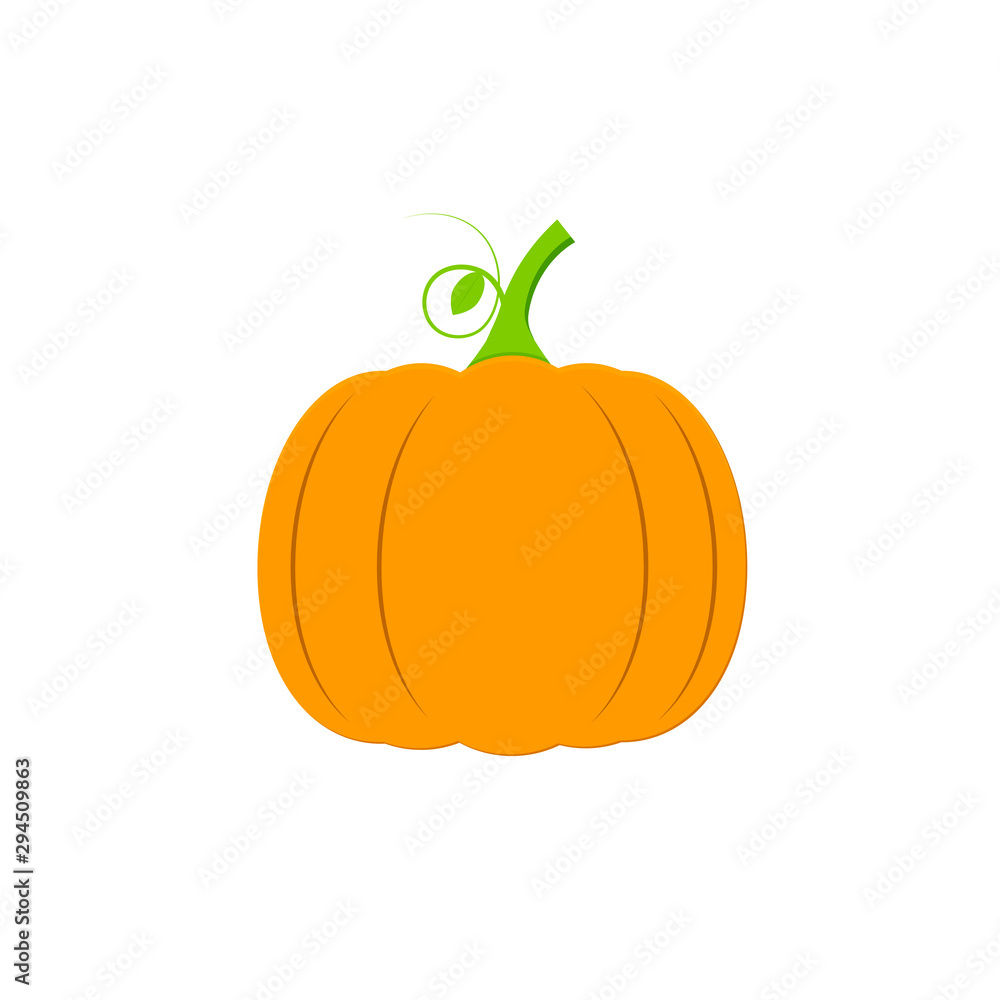 Pumpkin icon, flat design template, Halloween symbol, Thanksgiving Day sign, vector illustration