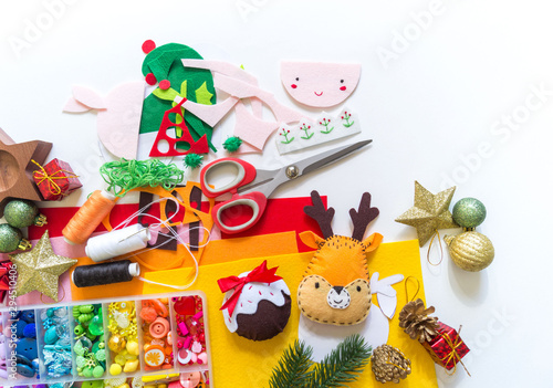 Craft soft toy decor for Christmas tree elf felt. © Дарья Колпакова
