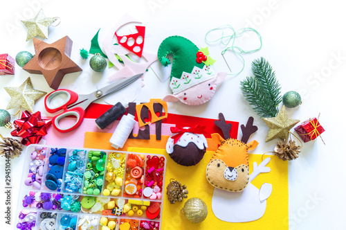 Craft soft toy decor for Christmas tree elf felt.