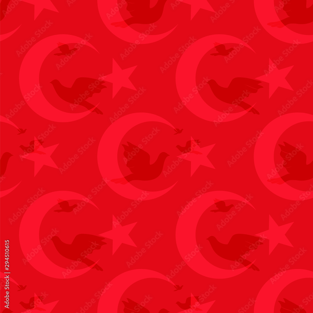 Symbol of Turkey seamless background. Flat design. Vector illustration.