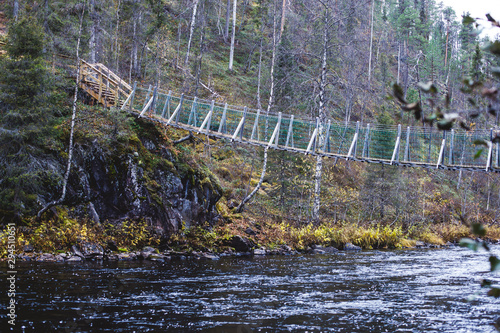 Autumn view of Oulanka National Park landscape, during hiking, a finnish national park in the Northern Ostrobothnia and Lapland regions of Finland photo