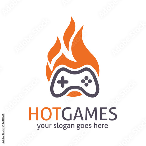 Hot Games Logo With Joystick and Flame